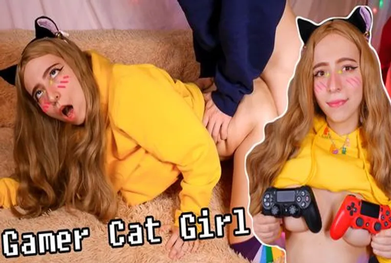 Cute Gamer Girl Put inside Her Pussy a Gamepad &amp; Got Three Creampies From Man
