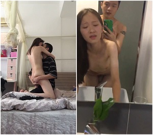 放暑假女朋友家里人都去上班了到她闺房做爱干到浴室用手机自拍
